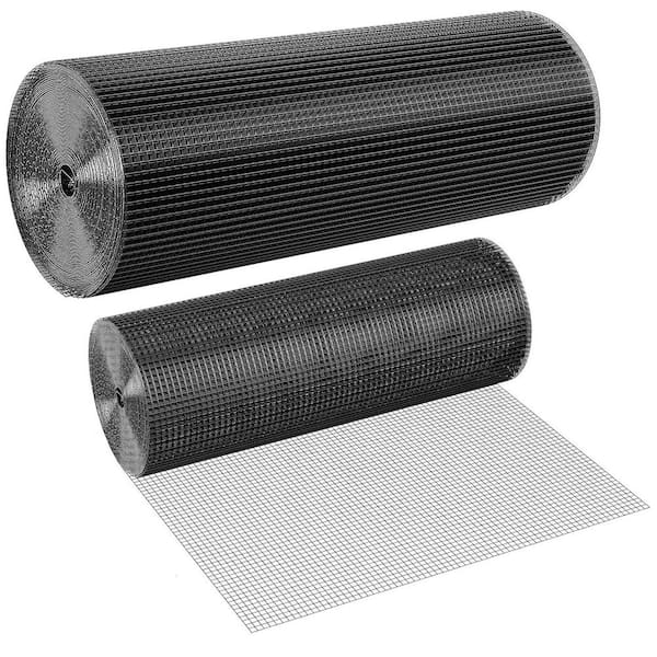 ATENGNES 48 in. x 100 ft. 19-Gauge 1/2 in. Black Vinyl Coated Hardware Cloth Welded Wire Fence Improvement and Chicken Coop