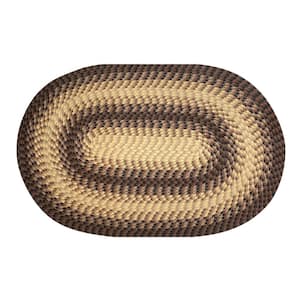 Heritage Braid Collection Chocolate 60" x 90" Oval 100% Polypropylene Reversible Indoor Area Rug
