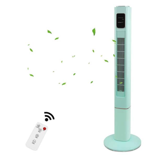 Xppliance 47" Tower Fan with Remote Control, Bladeless Oscillating Floor Fans Portable for Children Bedroom Home Office-Green