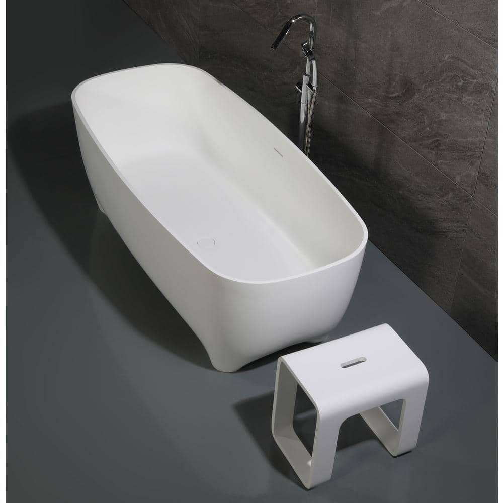 68.4'' White Matte Solid Surface Freestanding Bathtub