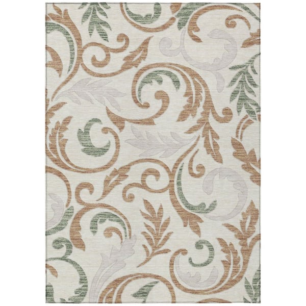 Chantille Machine Washable Indoor/Outdoor Abstract ACN3102 Cream 9 ft. x 12 ft. Area Rug
