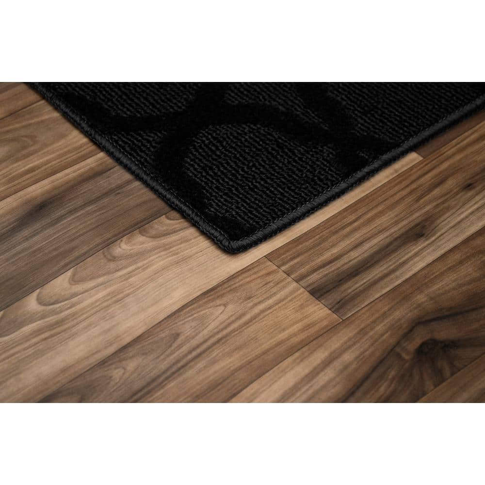 Black Trellis Tufted Reversible Synthetic Area Rug, 3' x 5'