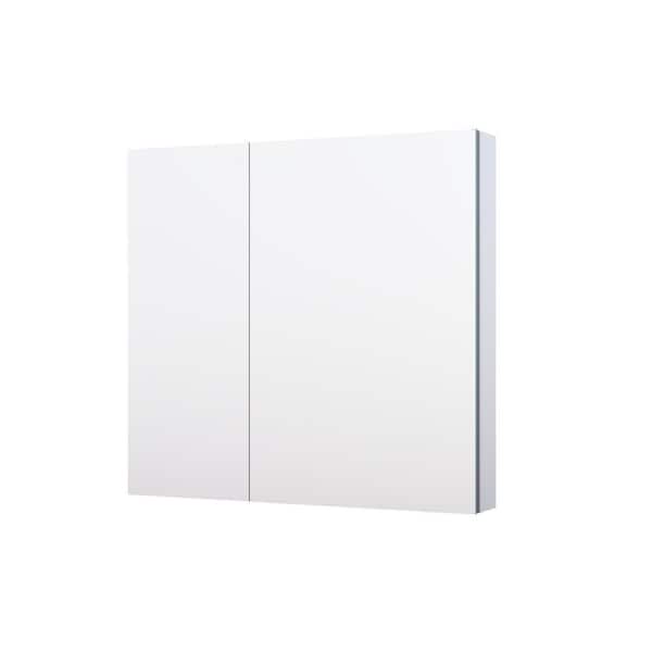 Liviza Combo 32 in. W x 30 in. H Rectangular Aluminum Recess/Surface Mount Medicine Cabinet with Mirror, Soft Close Door