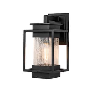 Kyra 1-Light Black Outdoor Hardwired Coach Wall Sconce