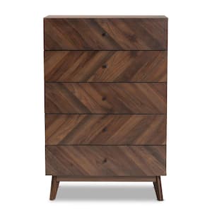 Hartman 5-Drawer Walnut Brown Chest of Drawers (48 in. H x 31.5 in. W x 16.25 in. D)