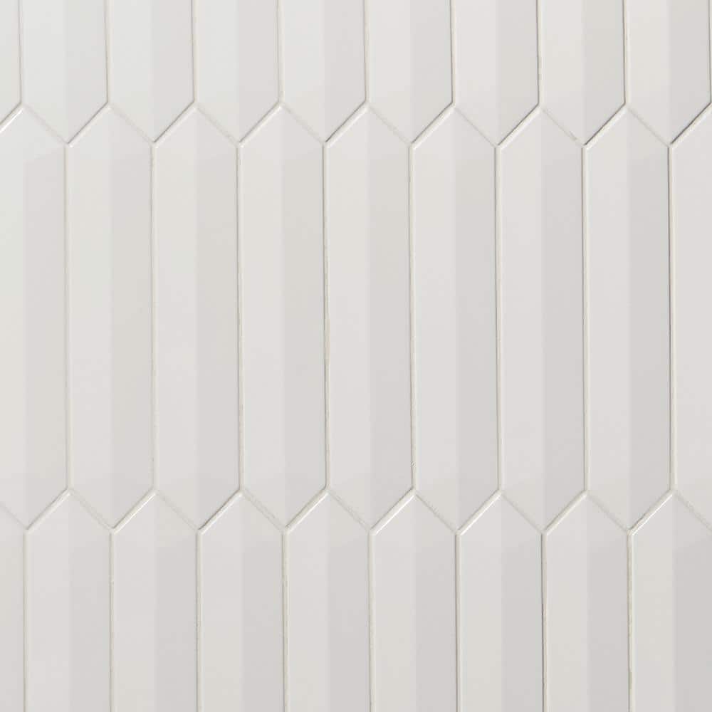 White Polished Ceramic Hexagonal Wall Tile, 3x13 inches