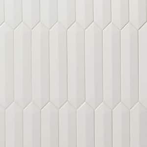 Axis 3D White 2.6 in. x 13 in. Polished Picket Ceramic Wall Tile Sample