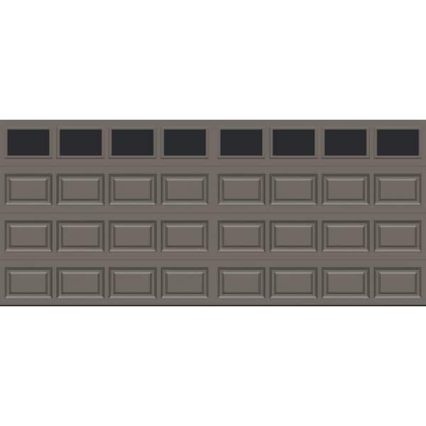 Classic Steel Short Panel 16 ft. x 7 ft. Insulated 18.4 R-Value Bronze Garage Door with windows
