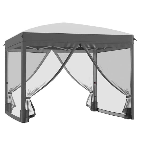 COOLSHARK 10 ft. x 10 ft. Pop Up Canopy Grill Gazebos With Removable Zipper Netting, Carry Bag, 4 Sand Bags, Height Adjustable