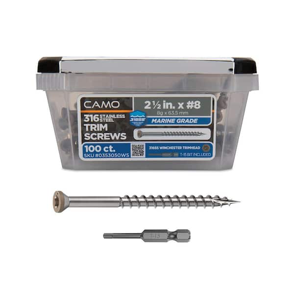 2-1/2 in. #8 316 Stainless Steel Winchester Premium Star Drive Trim Screws (100-Count)