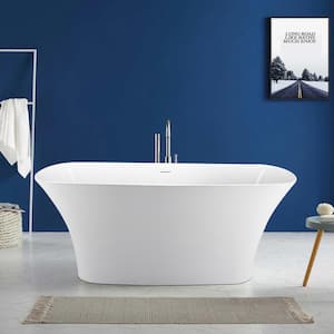 Modern 67 in. H Acrylic Freestanding Flatbottom Bathtub in White