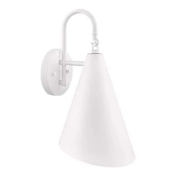 Hampton Bay Corvallis 15.5 in. Sand White Hardwired Outdoor Wall Lantern Sconce with No Bulbs Included