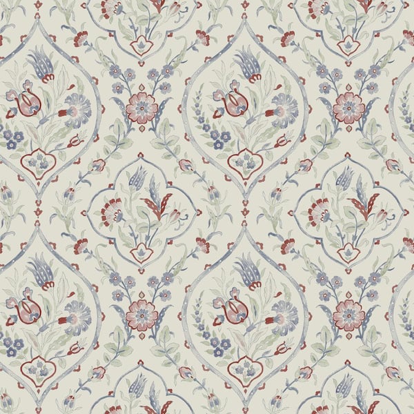 Laura Ashley Foscot Damask Crimson Red Removable Wallpaper Sample