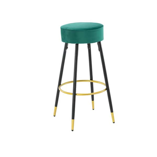 Modern 30.31 in. Emerald Backless Metal Frame Bar Stool with Brushed ...