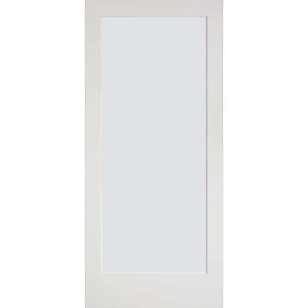 Masonite 36 in. x 80 in. No Panel Full-Lite Solid-Core Primed MDF Interior Door Slab with Sandblasted Privacy Glass