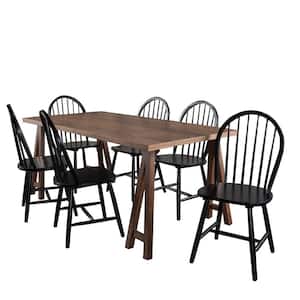 Ansley Natural Walnut and Black Dining Set (7-Piece)