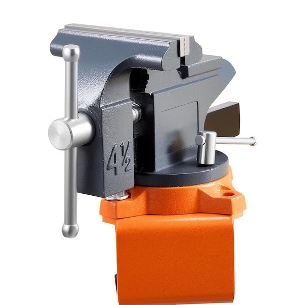 Bench Vise 4.5 In., Portable Workbench Clamp with 270° Swivel Base, Quick Release Cast Iron Vice for Wood & Metal