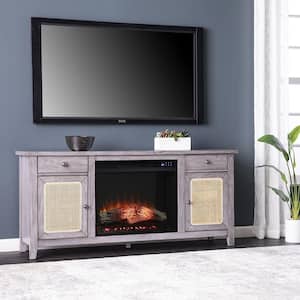 Edderton 58 in. Freestanding Wooden Touch Screen Electric Fireplace TV Stand in Gray