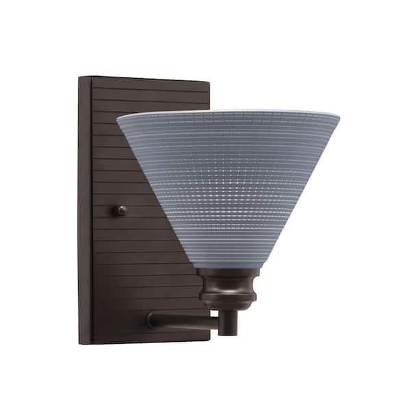 Unbranded Albany 1-Light Espresso Wall Sconce 7 in. Gray Matrix Glass