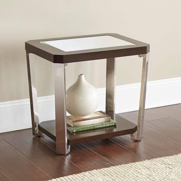 Truman 22 in. Brown Square Glass End Table