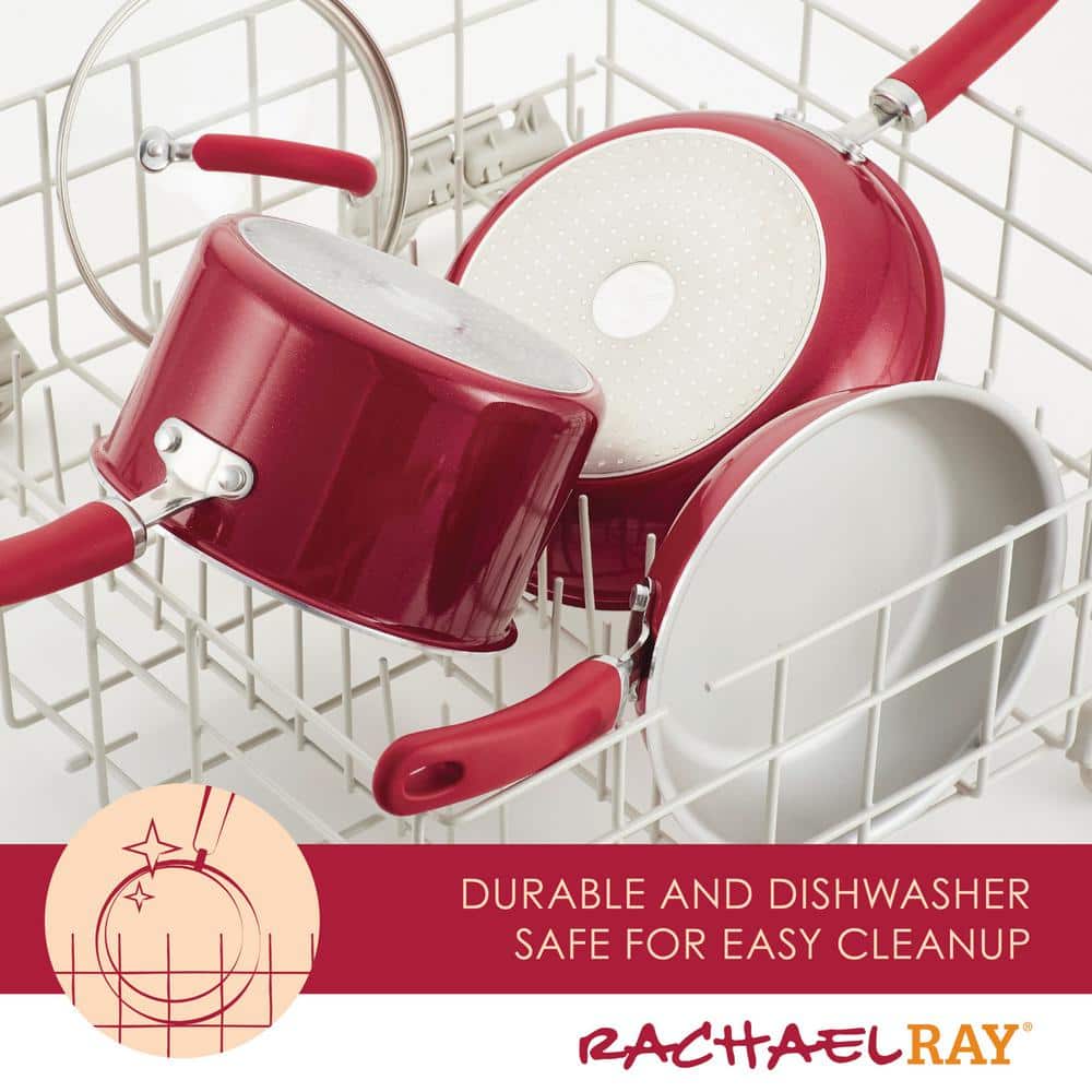 Red Shimmer Aluminum Nonstick 6-Quart Stockpot with Glass Lid
