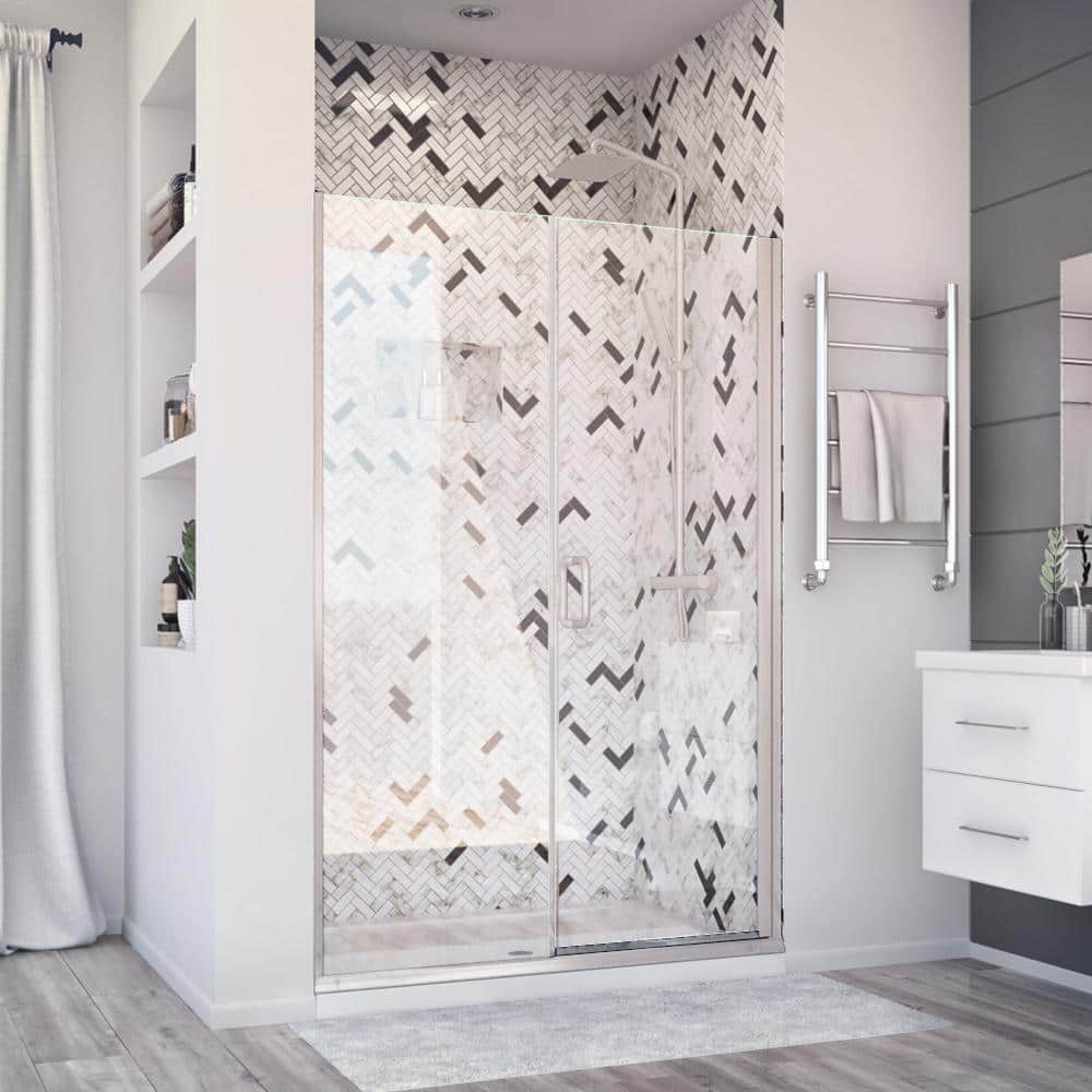 Distinctive Elite 42" Brushed Nickel Semi-Frameless Hinged Shower Door