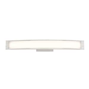 Vantage 32 in. 1-Light Brushed Nickel LED Vanity Light Bar with White Acrylic Shade