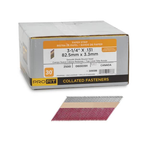 3-1/4 in. x 0.131-Gauge 30° Hot Dipped Galvanized Smooth Shank Paper Tape Framing Nails (2500 per Box)