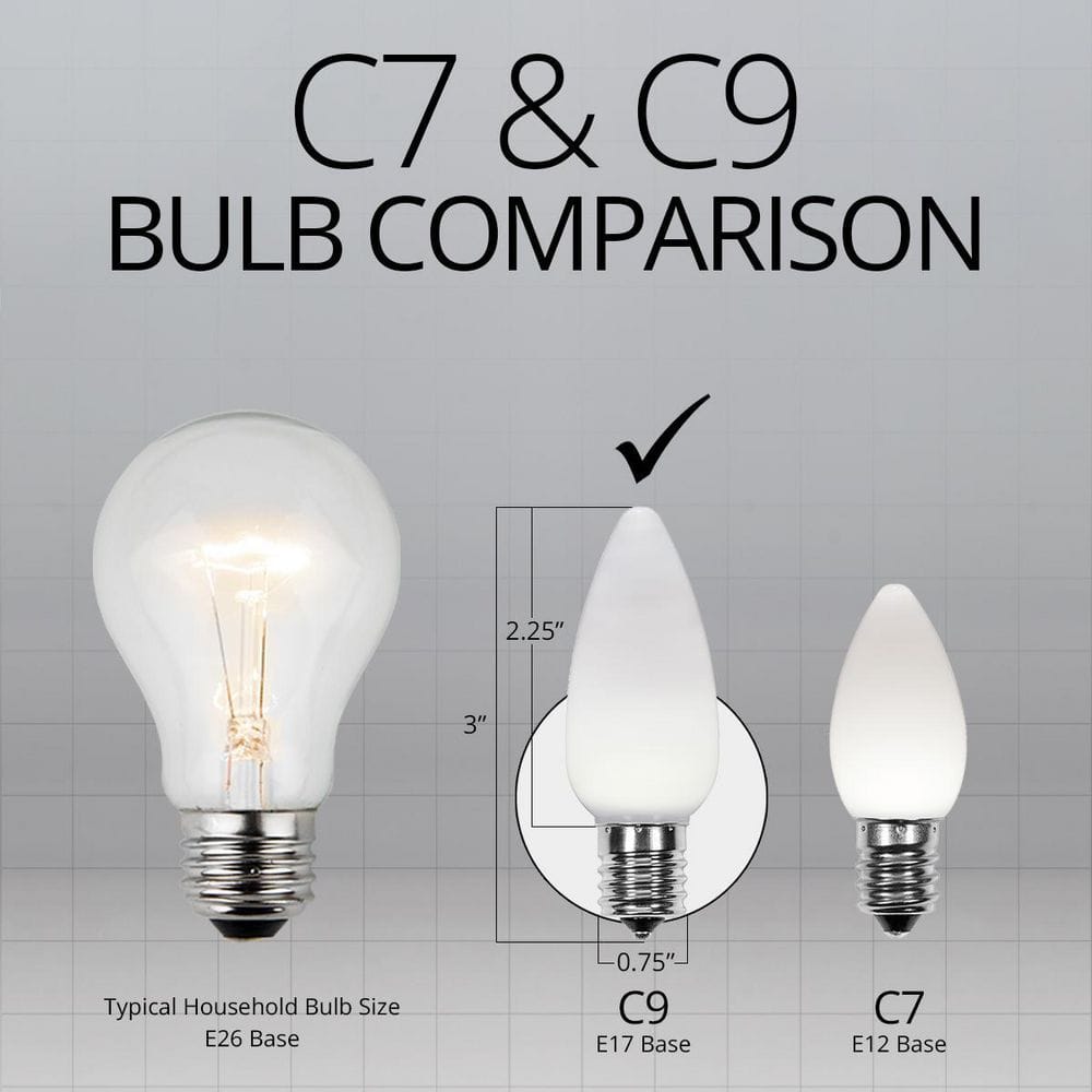Cool White Polycarbonate LED Christmas Light Bulbs, 25-Pack