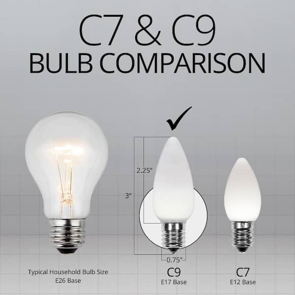C9 Cool White OptiCore LED Christmas Light Bulbs