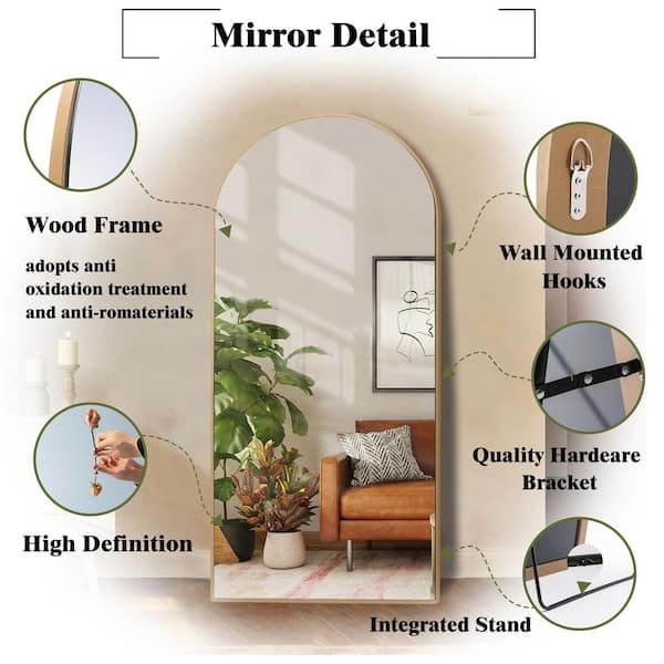 Seafuloy 32 in. W x 71 in. H Oversized Classic Modern Arch-Top Full Length  Gold Standing Mirror HZ-J-M007 - The Home Depot