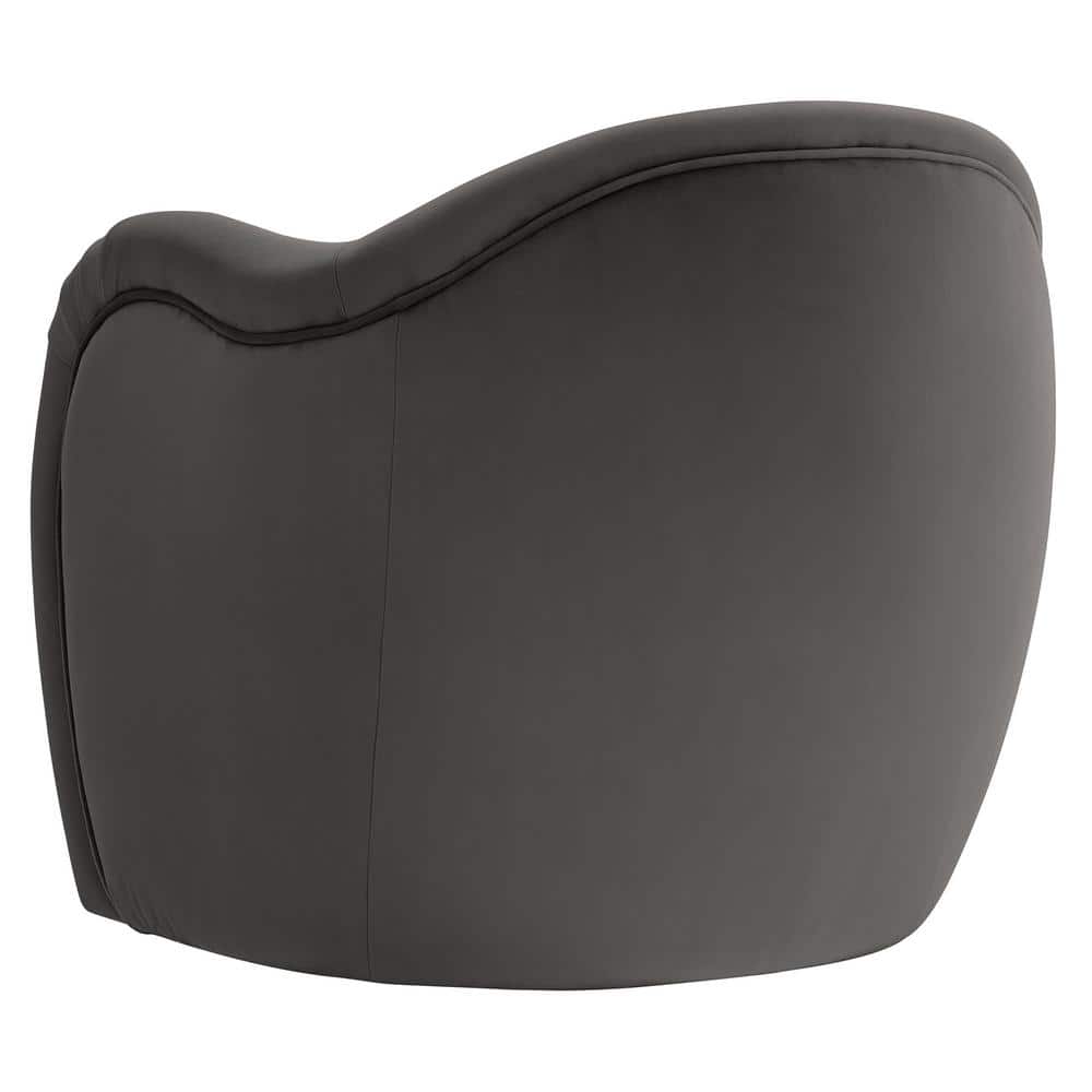 Storm Gray Velvet Barrel Swivel Accent Chair with Wood Frame