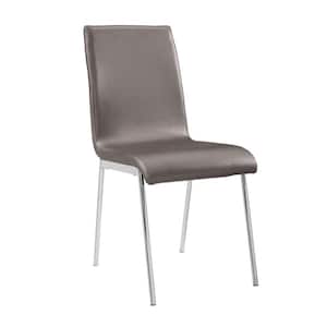 Amber Grey Faux Leather Dining Chair with Chrome Legs (Set of 4)