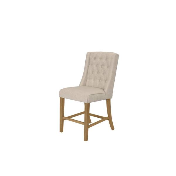 Best Quality Furniture Leslie 2-Piece Counter Height Beige Linen Fabric Chairs