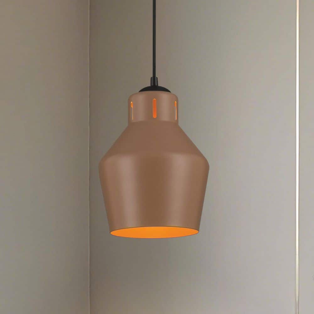 Crete 8-inch 1-light Matte Black Pendant Light with Mocha Metal Shade price history on PriceWatchPro