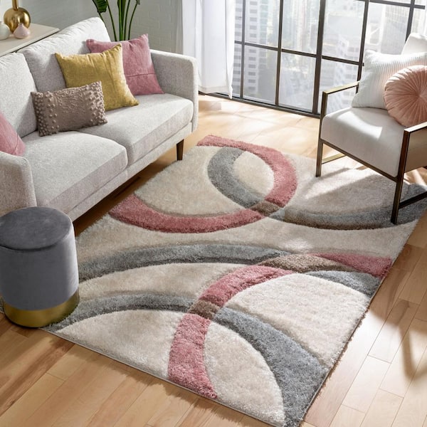 Modern Soft Pink Brown Geometric Small Large Rugs New Triangle Living Room Cheap 