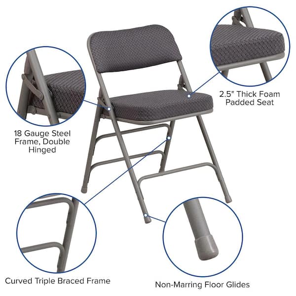 Flash Furniture Gray Metal Folding Chair (2-Pack) CGA-AW-167339-GR