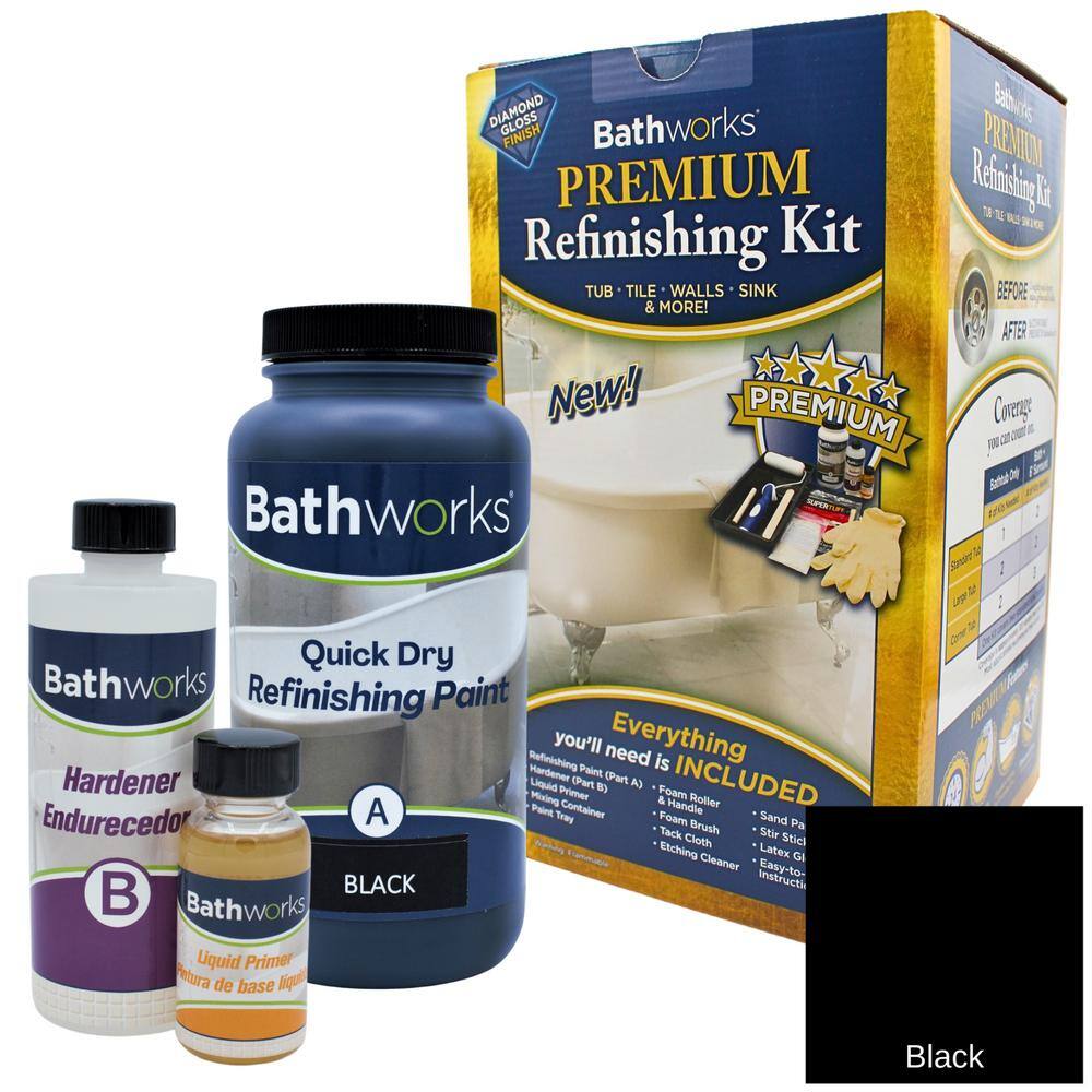 BATHWORKS 20 Oz. Premium QuickDry Tub and Tile Refinishing Kit Black