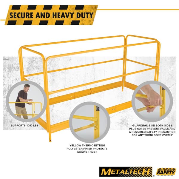 Yellow Steel 6 Ft X 2.5 Ft X 3.4 Ft Scaffold Guardrail System Weather Resistant 