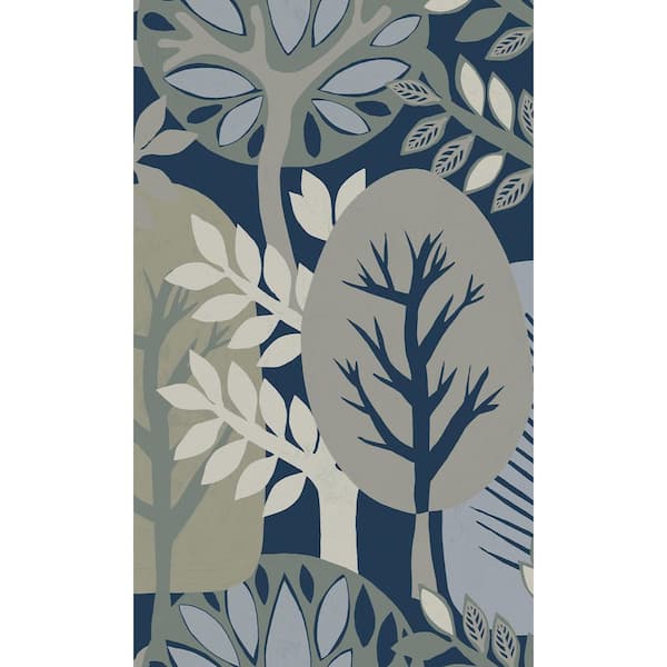 Dily Blue and Lemon Grass Nature's Forest Print Non Woven Non-Pasted Textured Wallpaper 57 sq. ft.