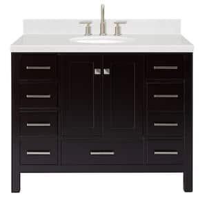 Cambridge 42.25 in. W x 22 in. D x 36 in. H Single Sink Freestanding Bath Vanity in Espresso with Carrara Quartz Top