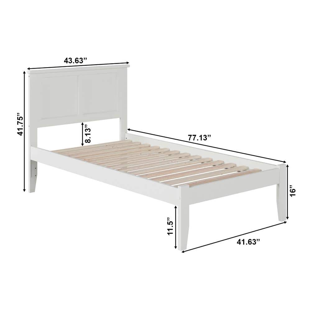 Madison Twin White Solid Wood Platform Bed with Storage Drawer