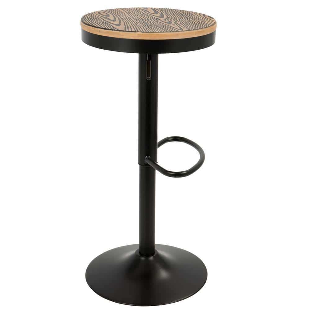 Contemporary Dakota Adjustable Swivel Barstool in Black and Brown
