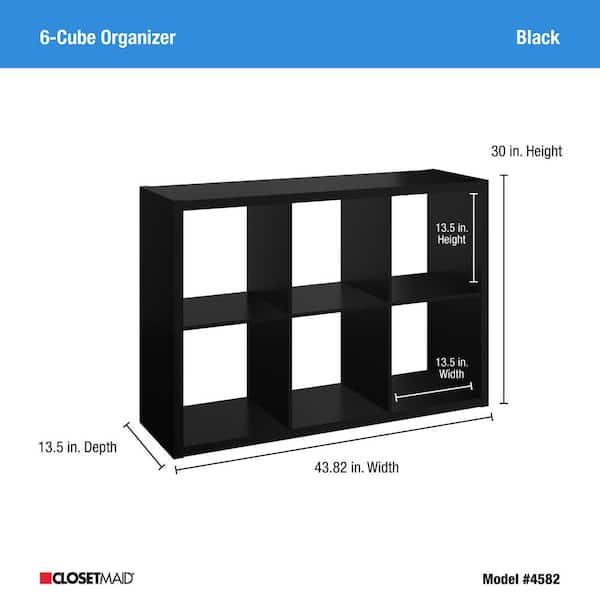 ClosetMaid 4582 30 in. H x 43.82 in. W x 13.50 in. D Black Wood Large 6- Cube Organizer - 3
