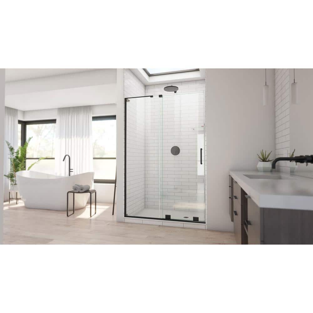 Mirage-X Matte Black Frameless Sliding Shower Door with Clear Glass