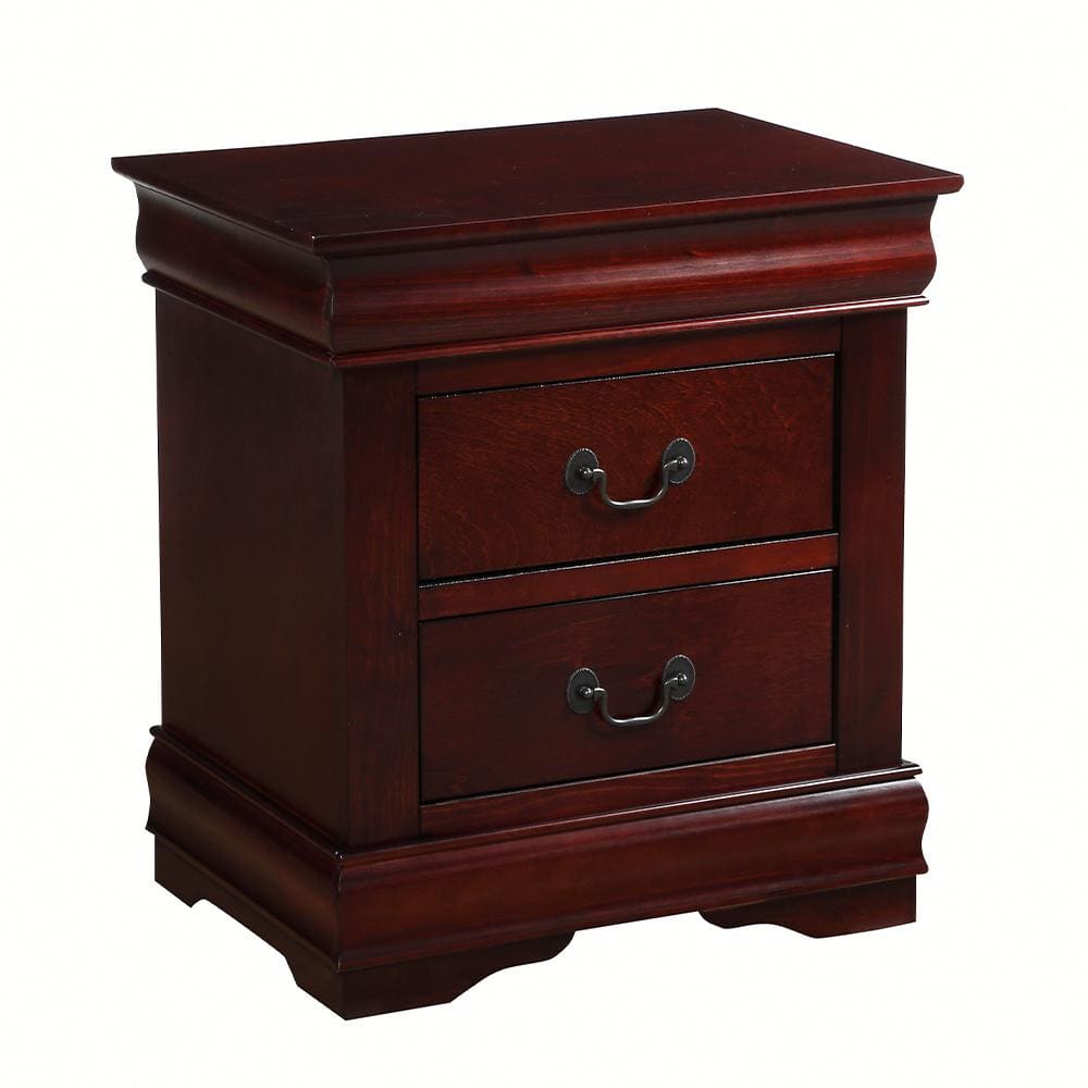 Elegant Cherry Wood Nightstand with Brush Nickel Accents