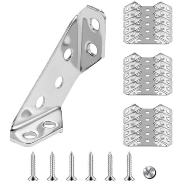 Stainless Steel Angle Bracket with Screws 16 Pack Triangular Design for Wood Furniture Drawers Cabinets Tables Chairs