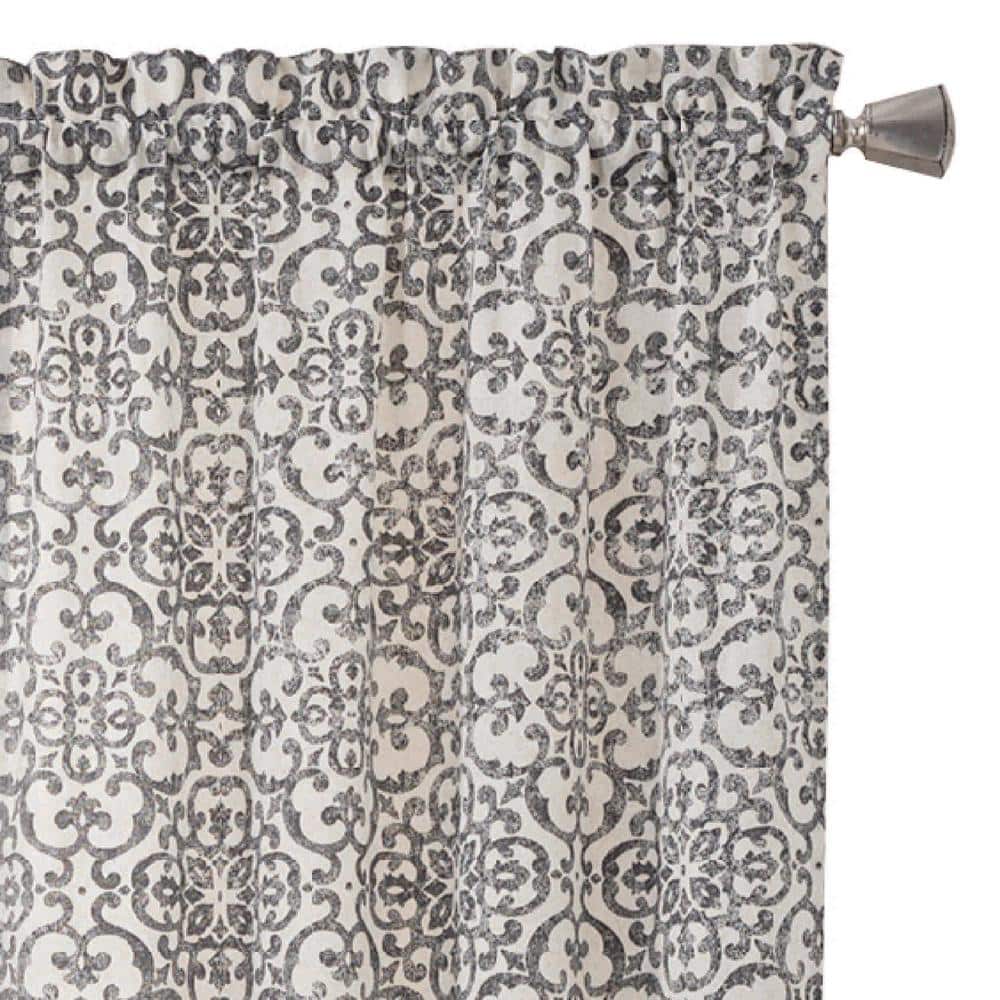 Gray Light-Filtering Cotton Polyester Rod Pocket Curtains, 84" x 28", 2-Pack