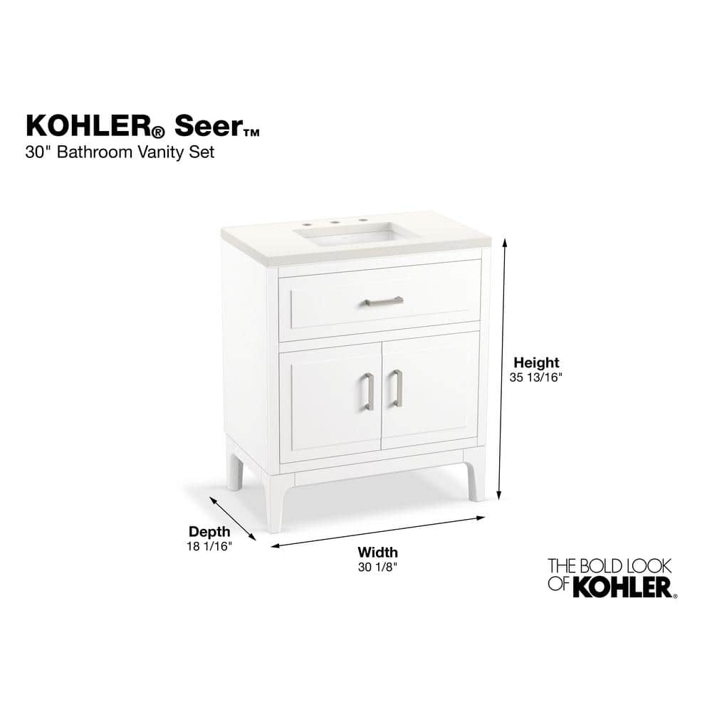 Seer 30" White MDF Freestanding Single Bathroom Vanity with Quartz Top