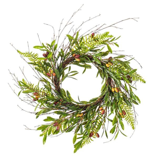 Vickerman 22 in. Green Artificial Olive Wreath with Oranges